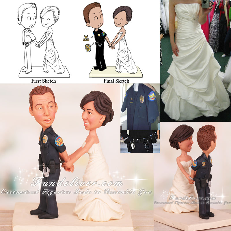 Bride Handcuffing Groom Funny Wedding Cake Toppers
